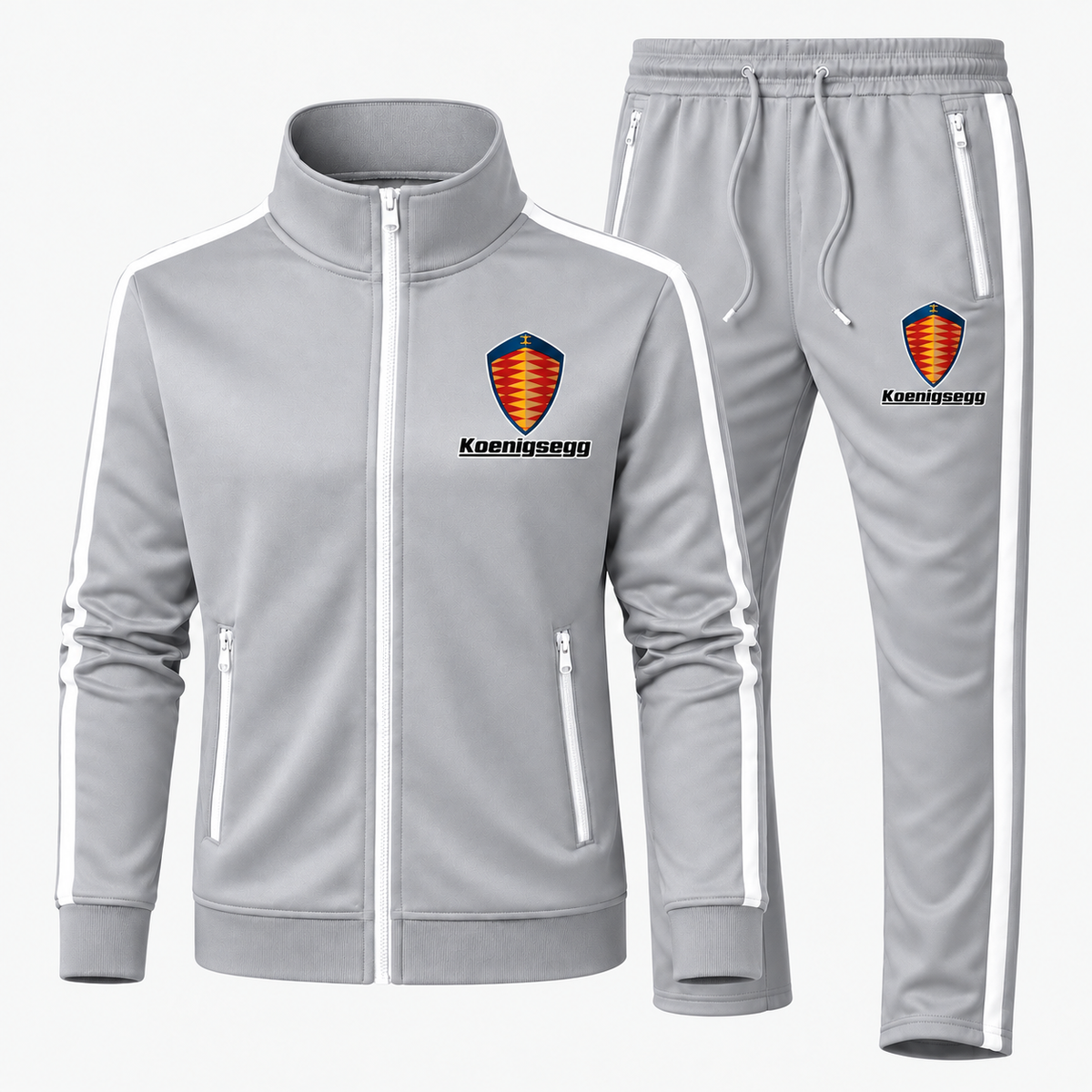 Koenigsegg tracksuit Gray front left thigh heat transfer