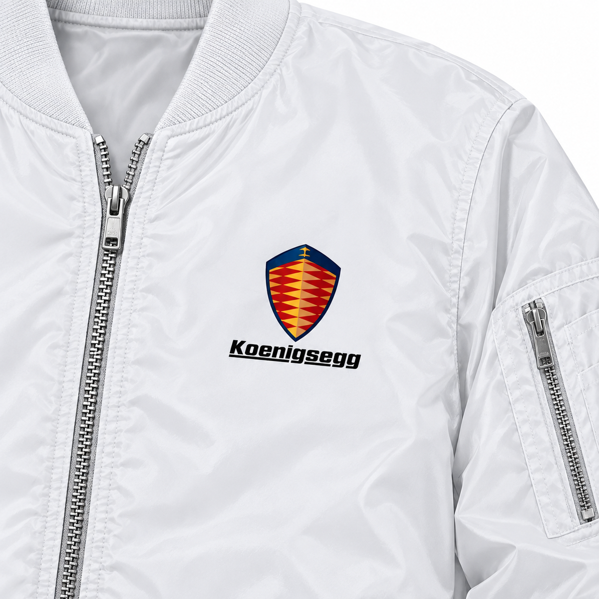 Koenigsegg bomber jacket | White | Print detail
