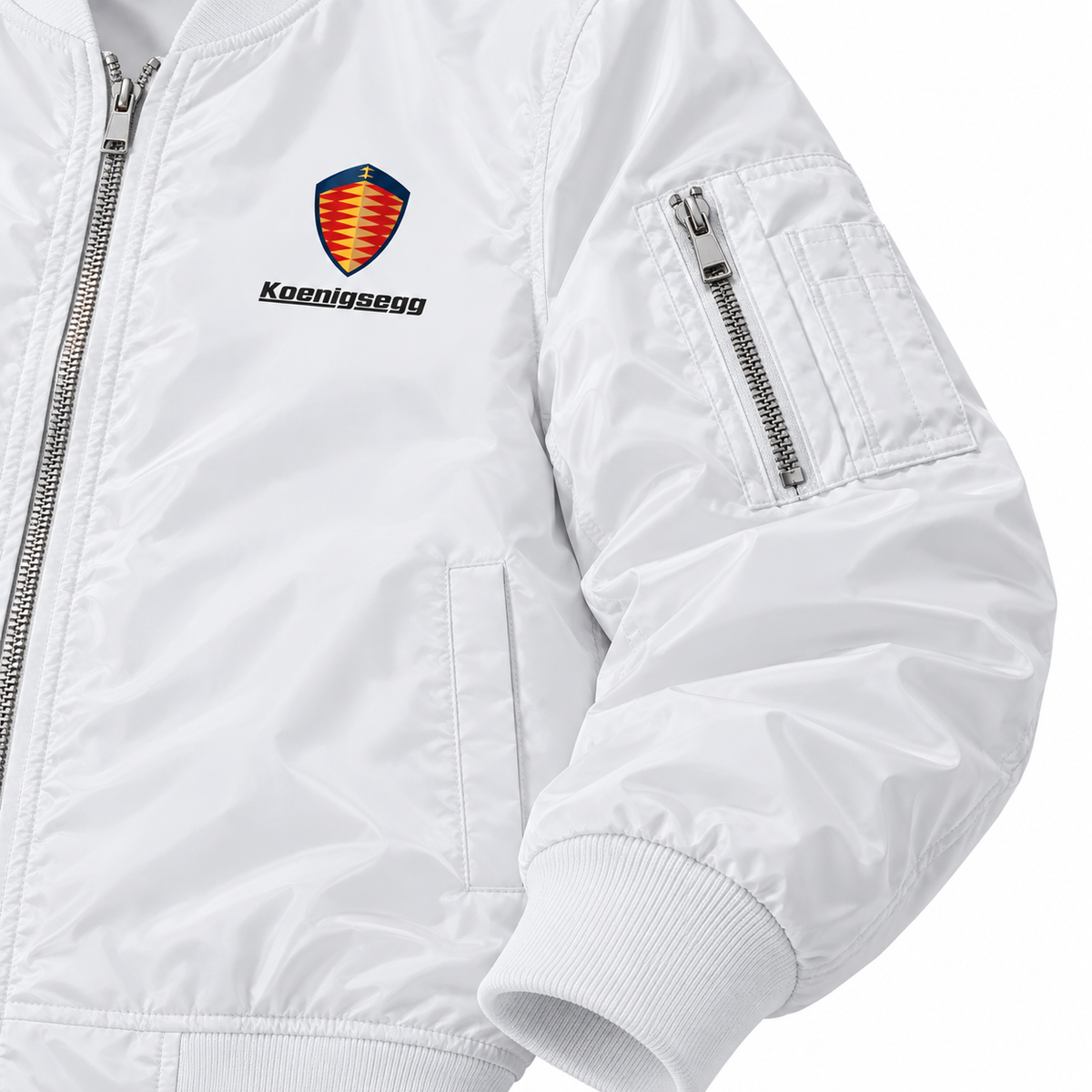 Koenigsegg bomber jacket | White | Pocket detail