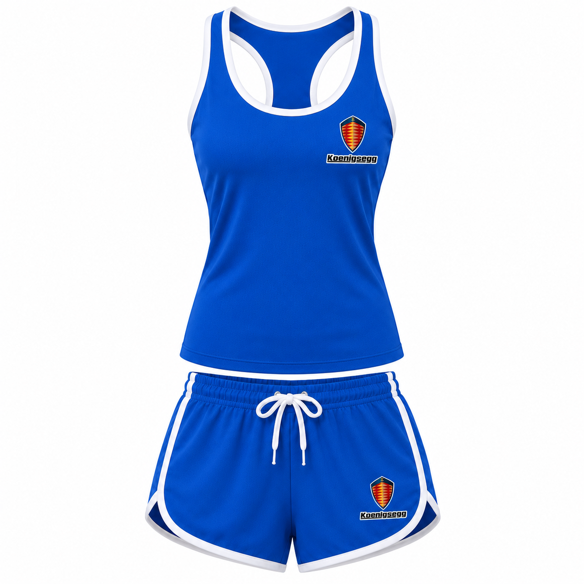 Women's Koenigsegg tanktop and shorts set Blue front
