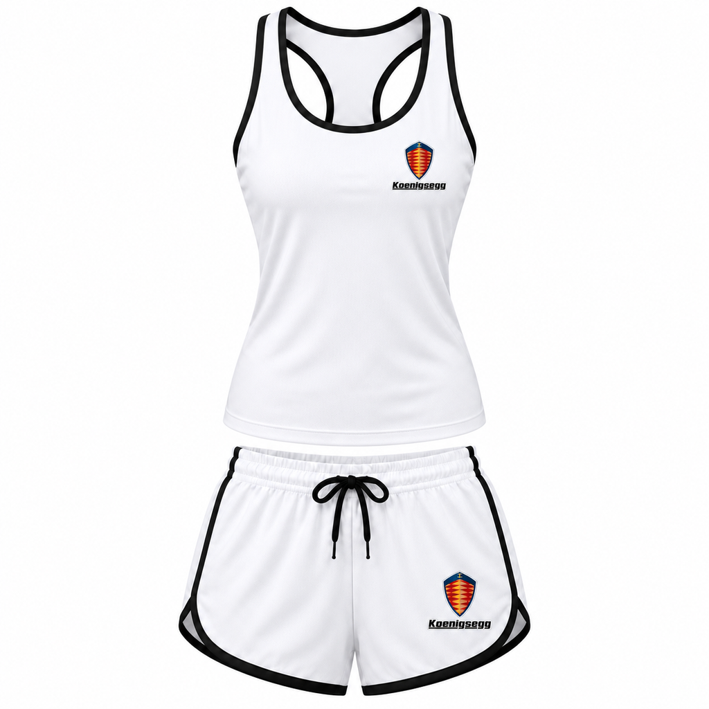 Women's Koenigsegg tanktop and shorts set White front