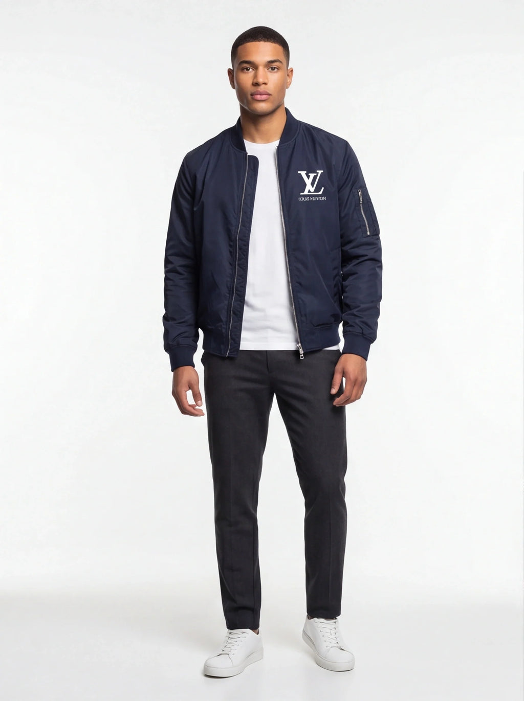 Men's Louis Vuitton Lightweight Bomber Jacket Windbreaker Softshell Varsity Jacket Coat