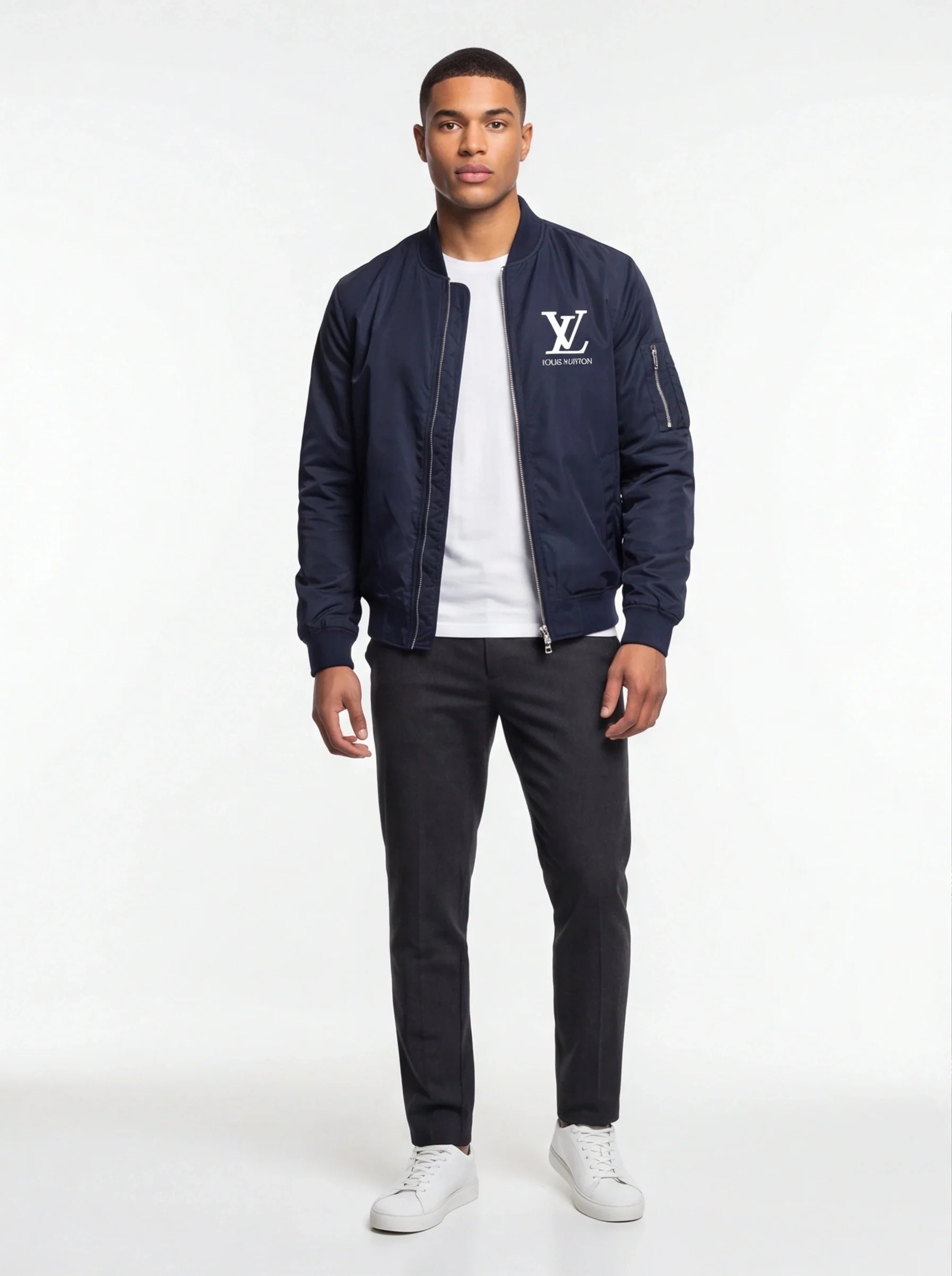 Men's Louis Vuitton Lightweight Bomber Jacket Windbreaker Softshell Varsity Jacket Coat