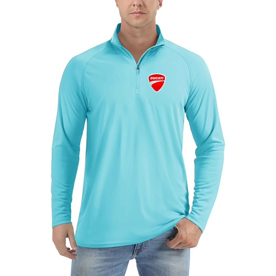 Men’s Ducati Motorcycle - Lightweight Quarter-Zip Athletic Shirt – Long Sleeve Polyester Wear