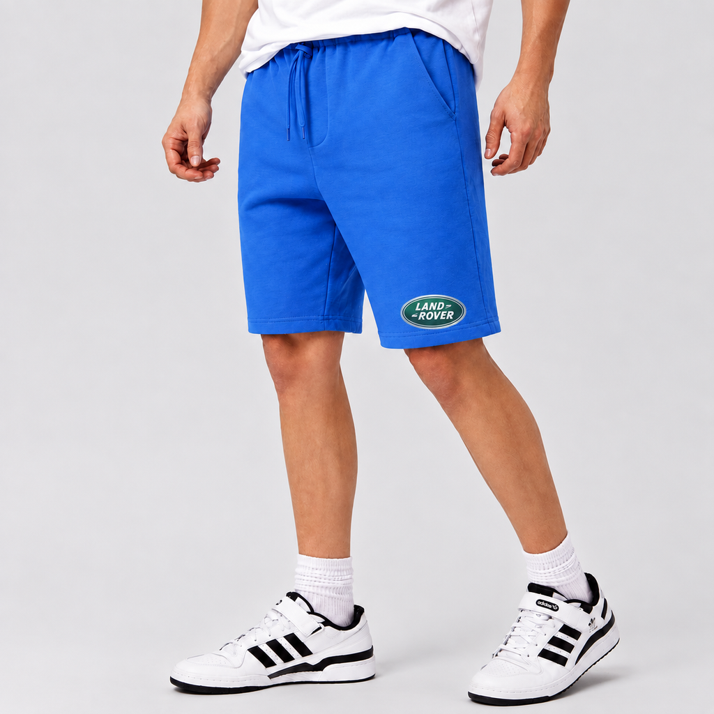 Land Rover fleece shorts Azure front logo near left hem