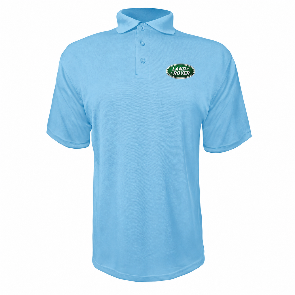 Land Rover polyester polo — Carolina Blue — source logo on left chest
