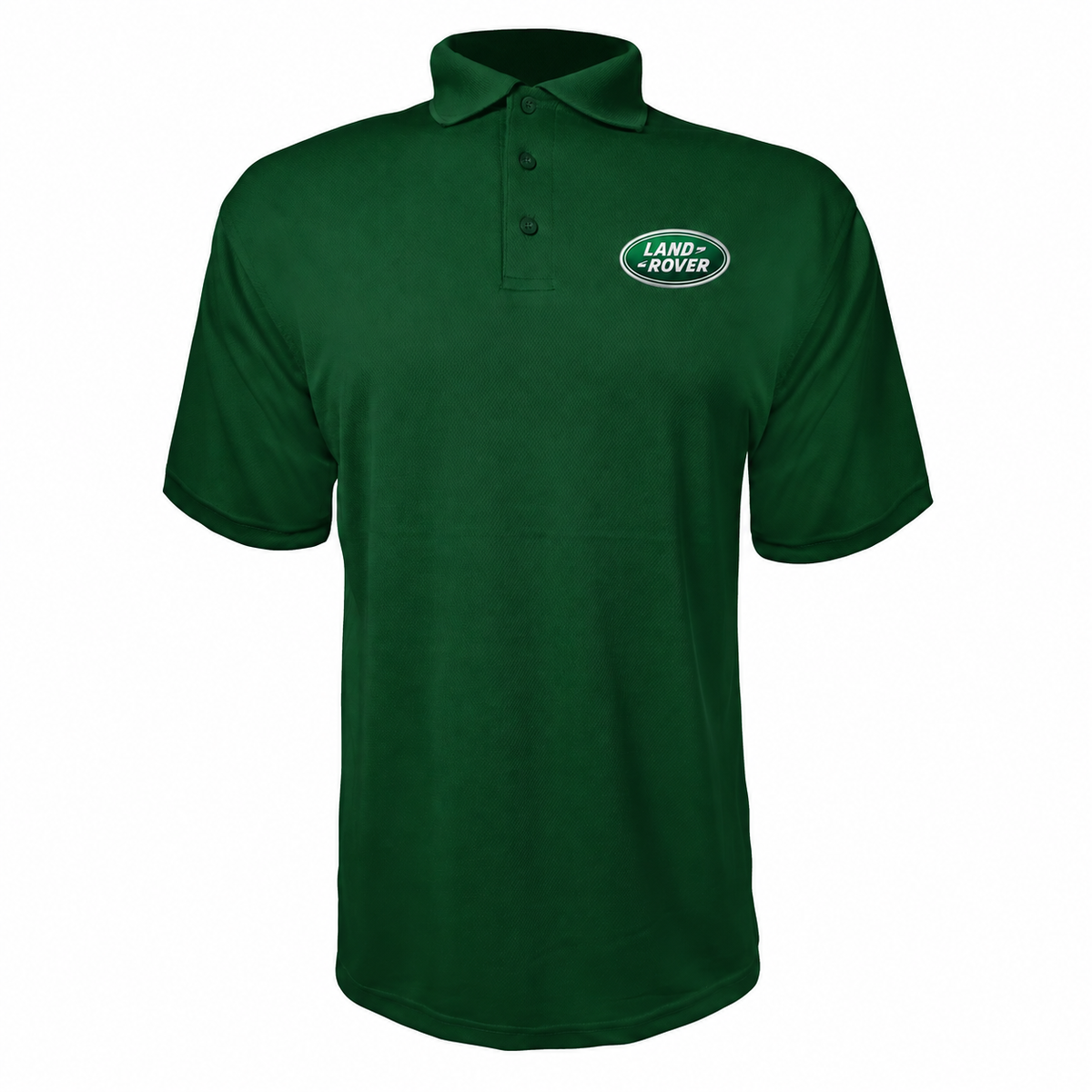 Land Rover polyester polo — Forest Green — source logo on left chest