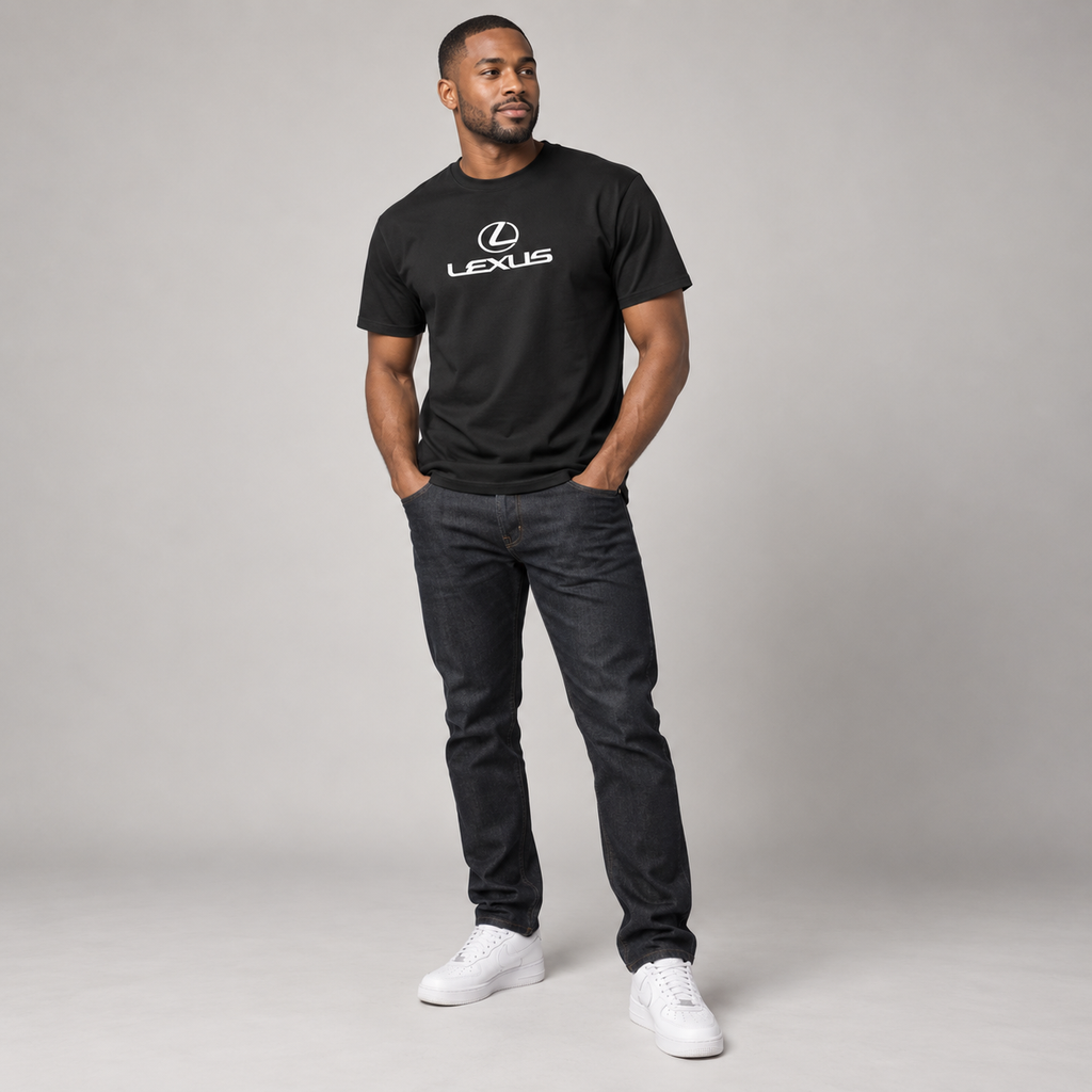 Lexus Cotton T-Shirt | Color: Black | Image 1 | Studio Model