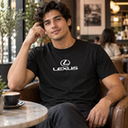 Lexus Cotton T-Shirt | Color: Black | Image 3 | Lifestyle Portrait
