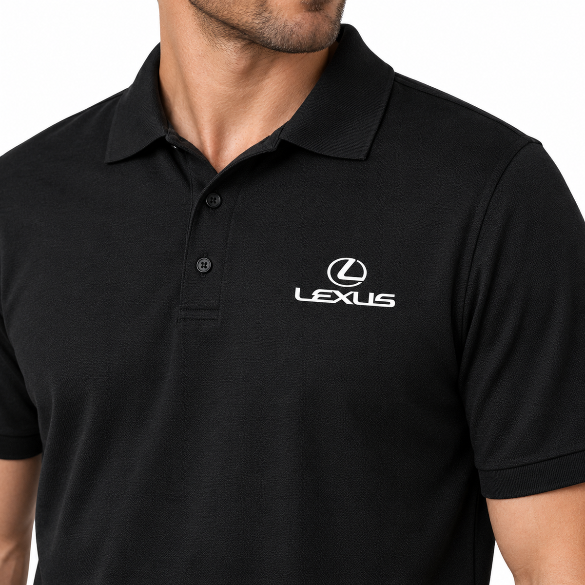 Men’s Lexus Car Dry Blend Polo | Color: Black | Image 4