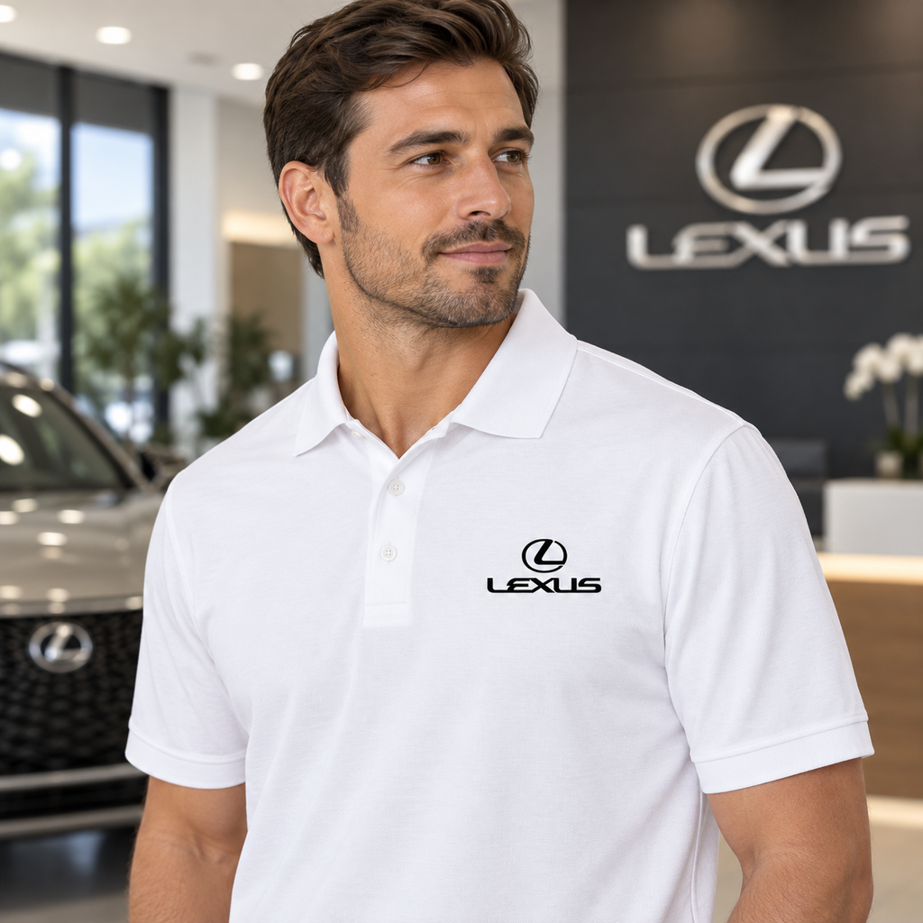Men’s Lexus Car Dry Blend Polo | Color: White | Image 3