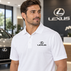 Men’s Lexus Car Dry Blend Polo | Color: White | Image 3