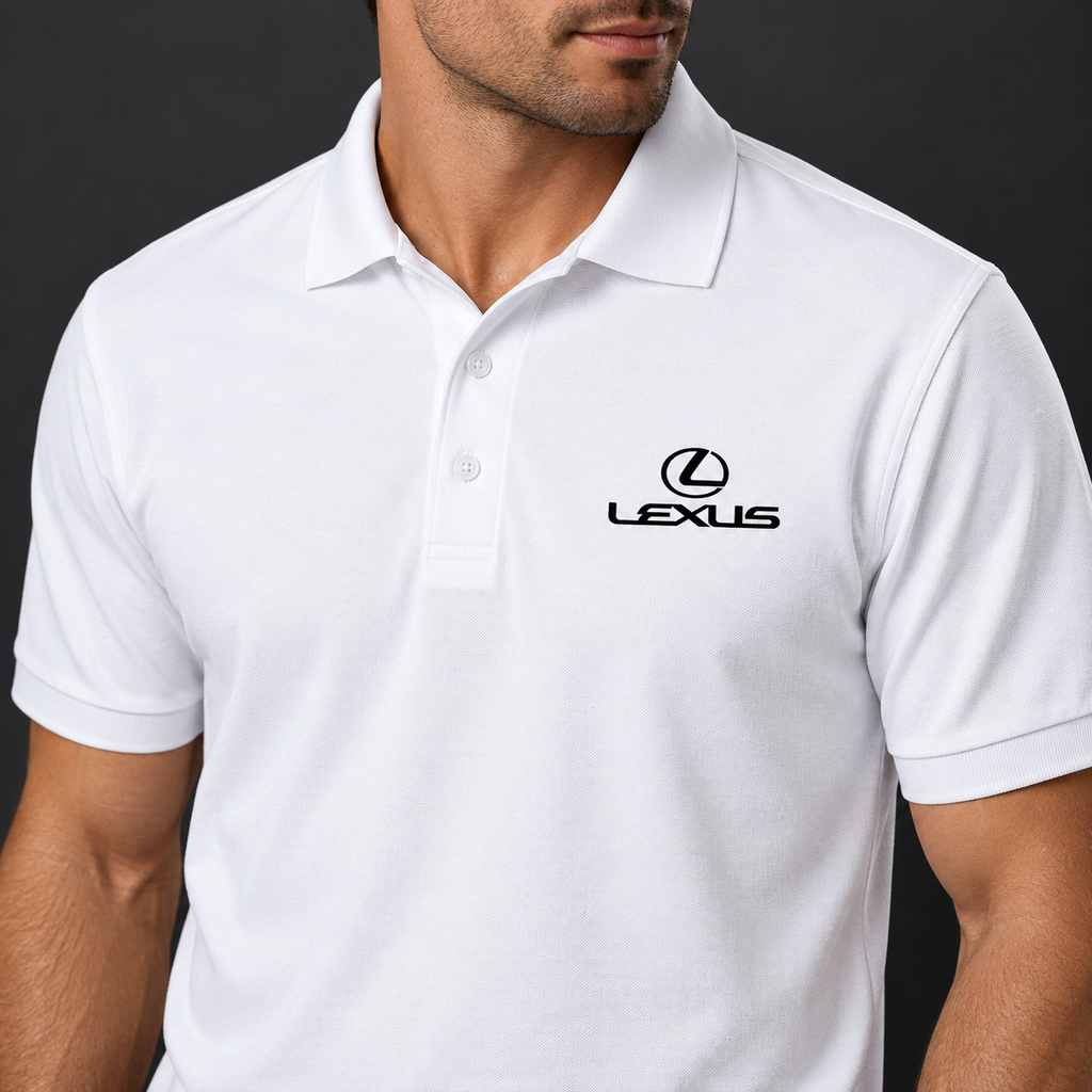 Men’s Lexus Car Dry Blend Polo | Color: White | Image 4