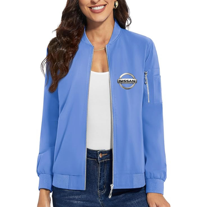 Women's Nissan Car - Premium Bomber Jacket with Polished Detailing and Functional Sleeve Pocket - Modern Luxury Outerwear