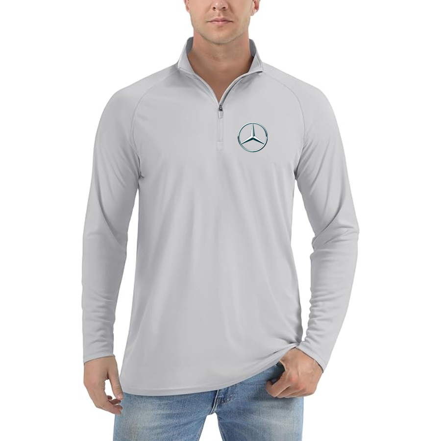 Men’s Mercedes-Benz Car NEW - Lightweight Quarter-Zip Athletic Shirt – Long Sleeve Performance Wear