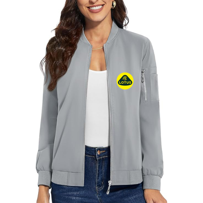 Women's Lotus Car - Premium Bomber Jacket with Polished Detailing and Functional Sleeve Pocket - Modern Luxury Outerwear