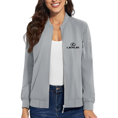 Women's Lexus Car - Premium Bomber Jacket with Polished Detailing and Functional Sleeve Pocket - Modern Luxury Outerwear