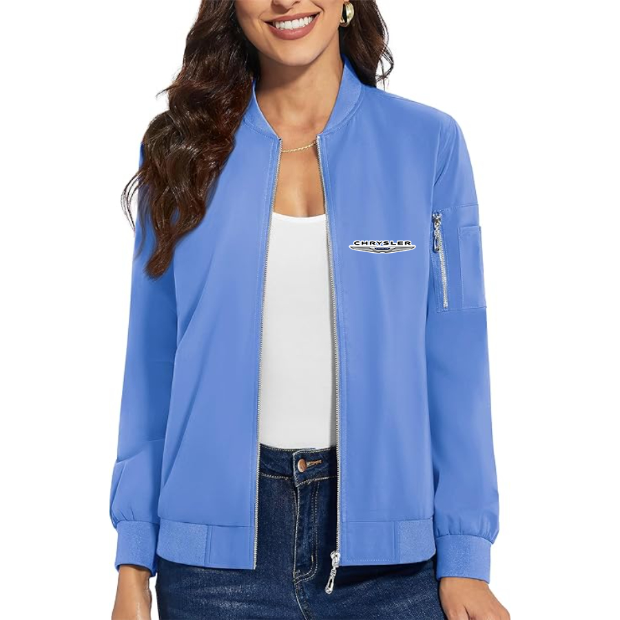 Women's Chrysler Car - Premium Bomber Jacket with Polished Detailing and Functional Sleeve Pocket - Modern Luxury Outerwear