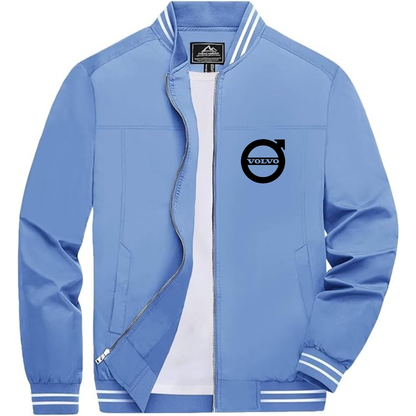 Men’s Volvo Car Lightweight Zip-Up Bomber Jacket with Ribbed Collar and Cuffs - Versatile Casual Outerwear