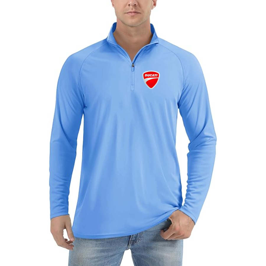 Men’s Ducati Motorcycle - Lightweight Quarter-Zip Athletic Shirt – Long Sleeve Polyester Wear