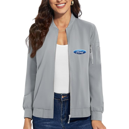 Women's Ford Car - Premium Bomber Jacket with Polished Detailing and Functional Sleeve Pocket - Modern Luxury Outerwear