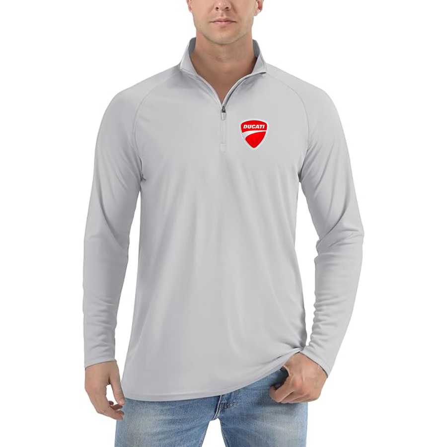 Men’s Ducati Motorcycle - Lightweight Quarter-Zip Athletic Shirt – Long Sleeve Polyester Wear