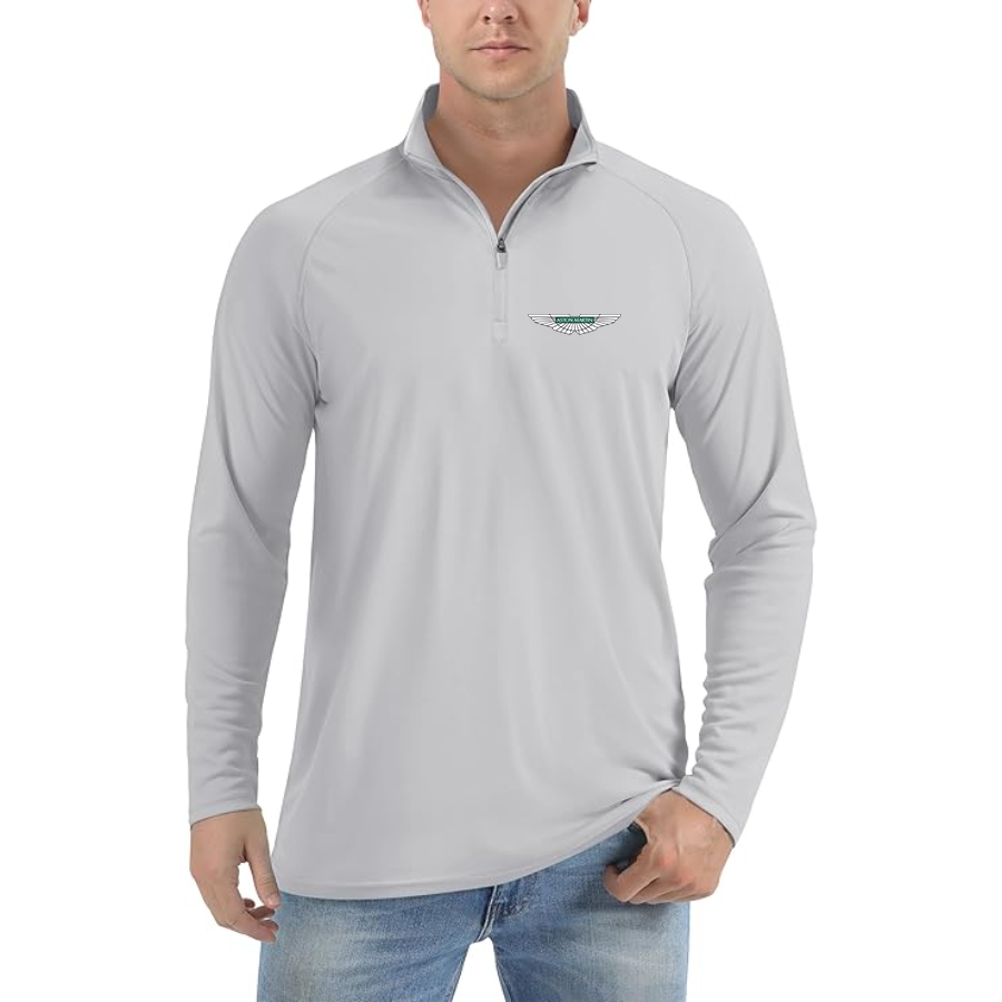 Men’s Aston Martin Car - Lightweight Quarter-Zip Athletic Shirt – Long Sleeve Polyester Wear