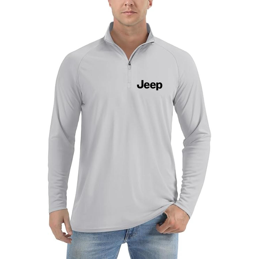 Men’s Jeep Car - Lightweight Quarter-Zip Athletic Shirt – Long Sleeve Performance Wear