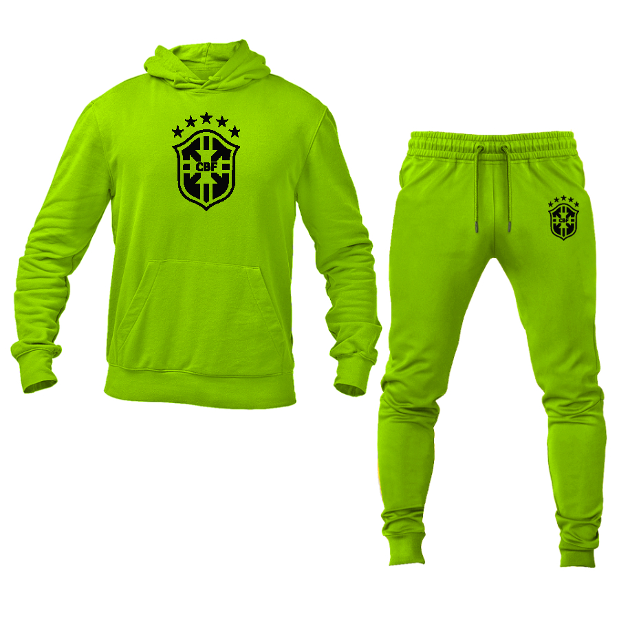 Men's Brazil Soccer Logo Hoodie Joggers Set