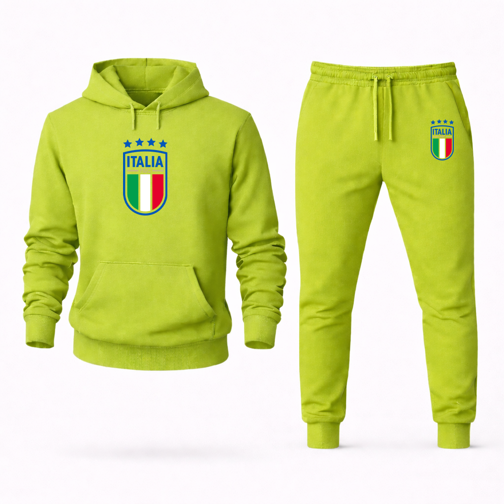 Men's Italy National Soccer Hoodie Joggers Set