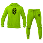 Men's Brazil Soccer Logo Hoodie Joggers Set