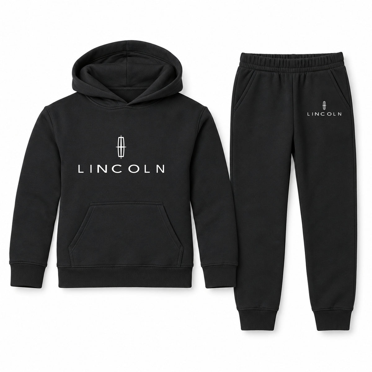 Lincoln youth hoodie jogger set, Black, Youth Large ages 10–12