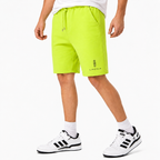 Lincoln fleece shorts Lime Green front logo near left hem