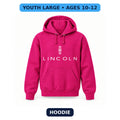 Lincoln - Youth Large Hoodie (Ages 10–12) | Color: Hot Pink