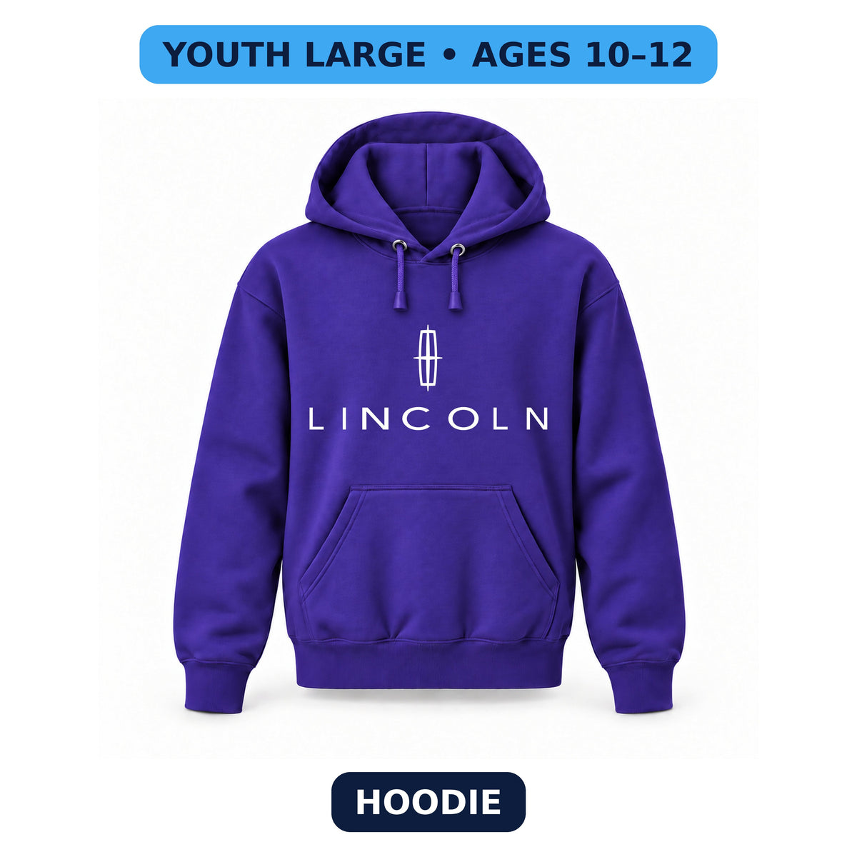 Lincoln - Youth Large Hoodie (Ages 10–12) | Color: Purple