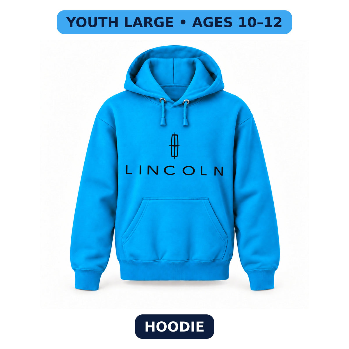 Lincoln - Youth Large Hoodie (Ages 10–12) | Color: Turquoise