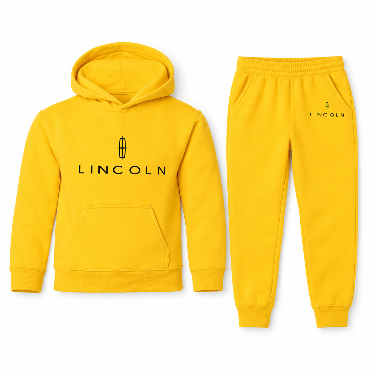 Lincoln youth hoodie jogger set, Yellow, Youth Large ages 10–12