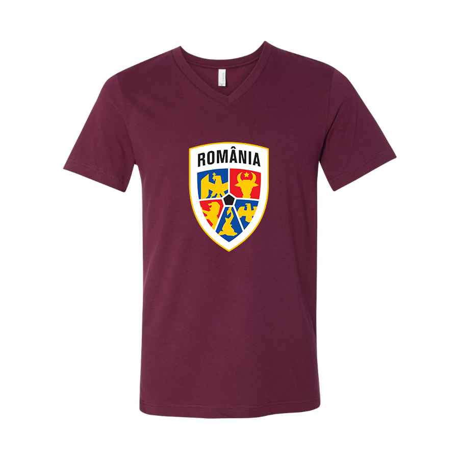 Men’s  Romania National Soccer Team - BELLA + CANVAS - Jersey V-Neck Tee - 3005