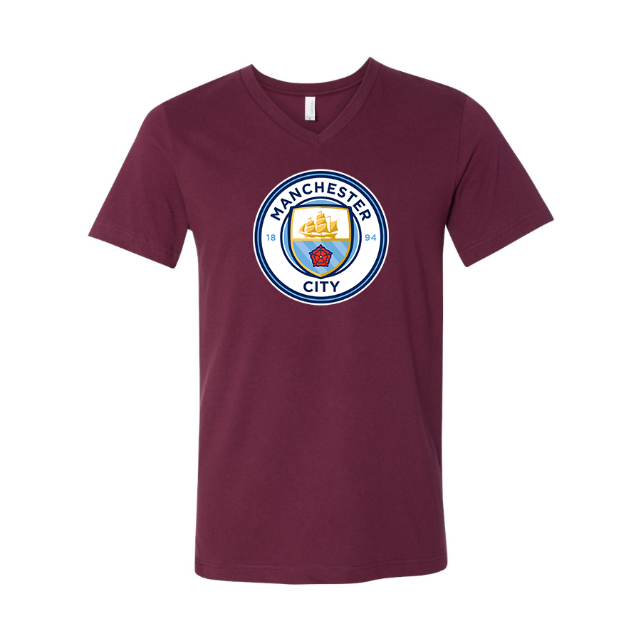 Men’s  Manchester City Soccer - BELLA + CANVAS - Jersey V-Neck Tee - 3005
