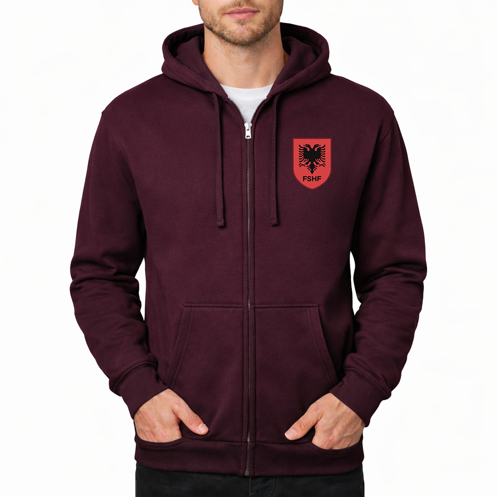 Men's Albania National Soccer Team Zipper Hoodie