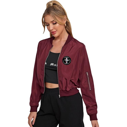 Women's Ford Mustang Motorsport Supercars - Lightweight Bomber Biker Jacket Zip up Windbreaker Crop Bomber Jacket Coat