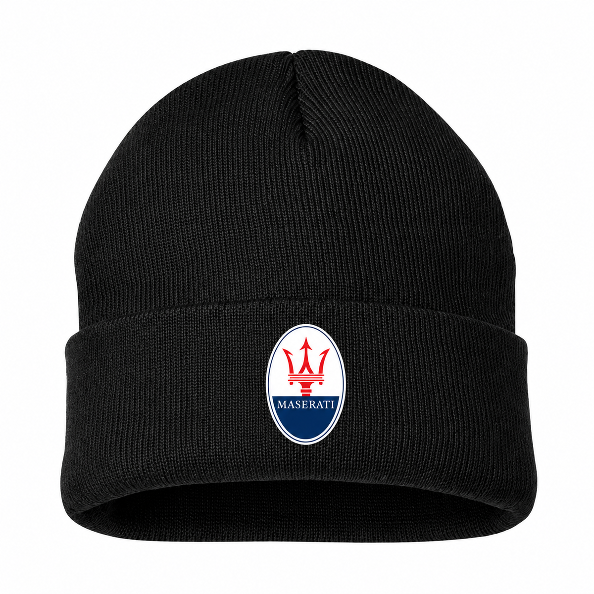 Men's Maserati Beanie Hat — Black — clean front main
