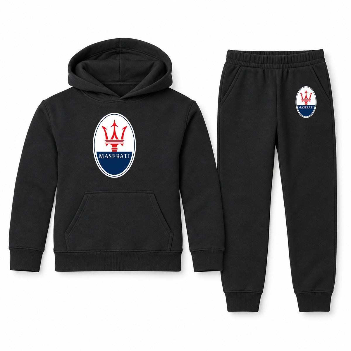 Maserati youth hoodie jogger set, Black, Youth Large ages 10–12
