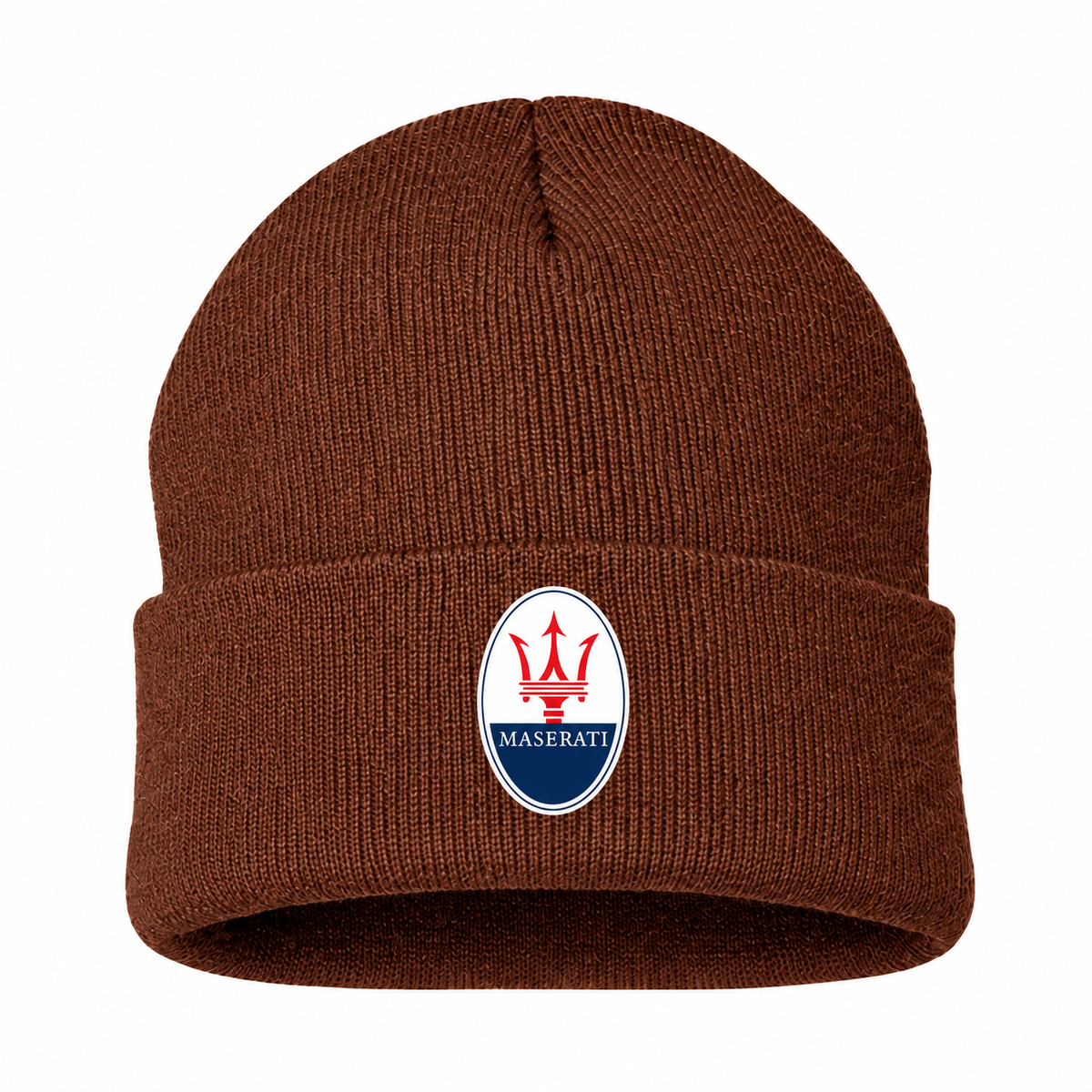 Men's Maserati Beanie Hat — Brown — clean front main