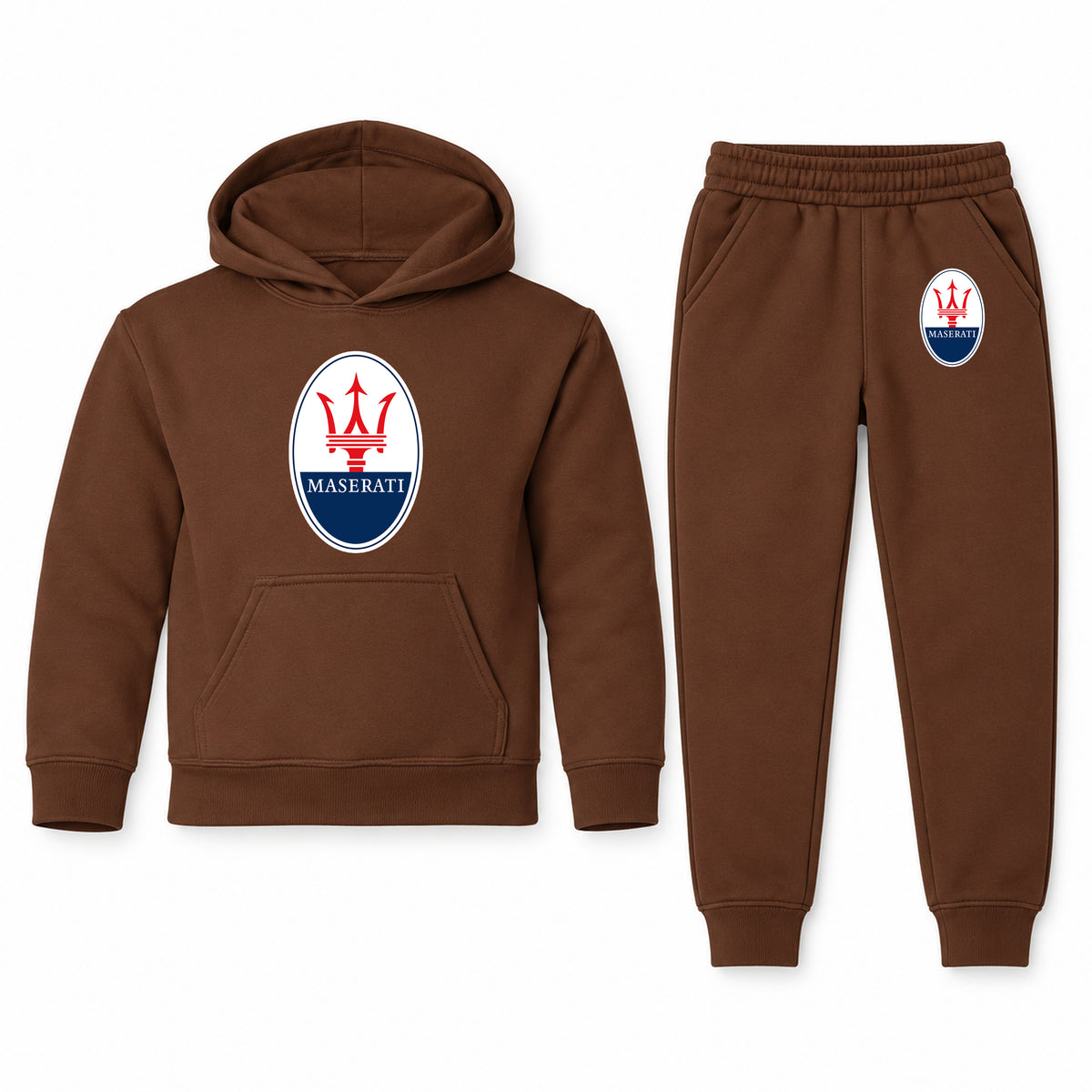 Maserati youth hoodie jogger set, Brown, Youth Large ages 10–12