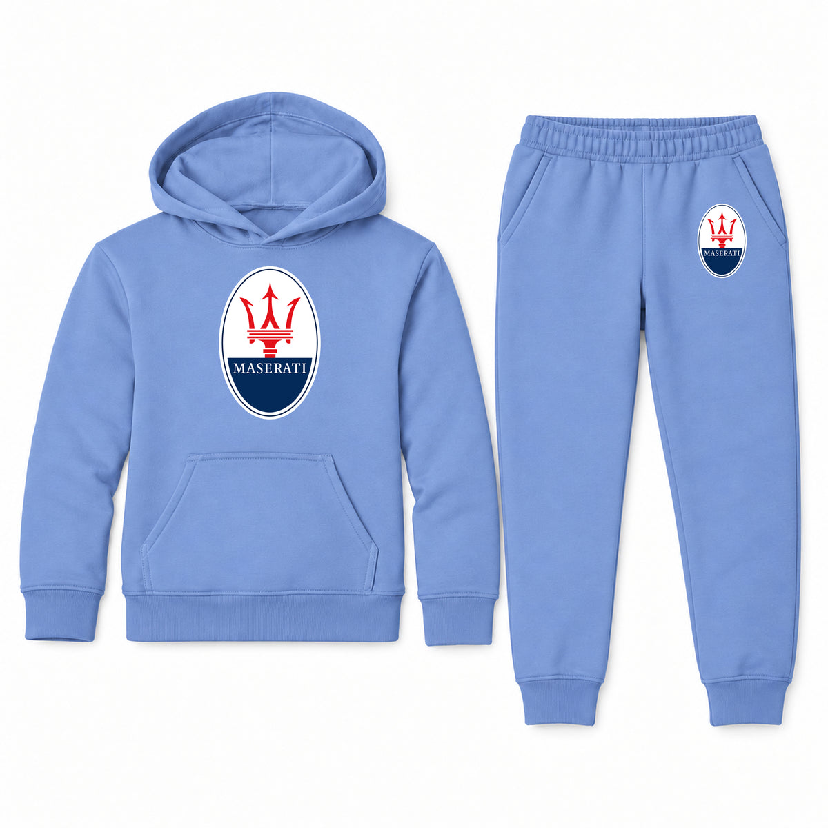 Maserati youth hoodie jogger set, Carolina Blue, Youth Large ages 10–12