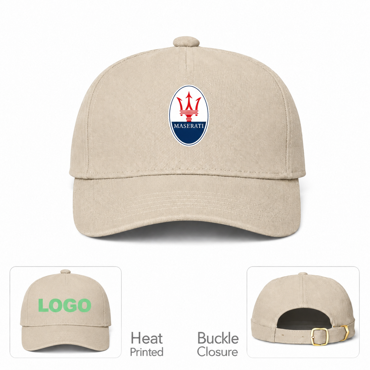 Maserati Car Dad Baseball Cap Hat | Color: Beige | Original Product Details