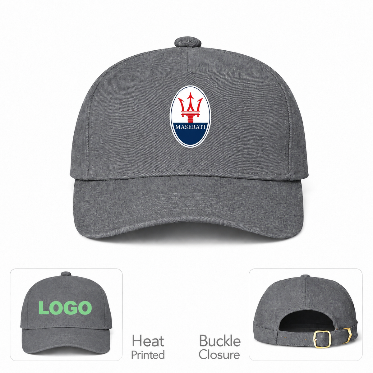 Maserati Car Dad Baseball Cap Hat | Color: Gray | Original Product Details
