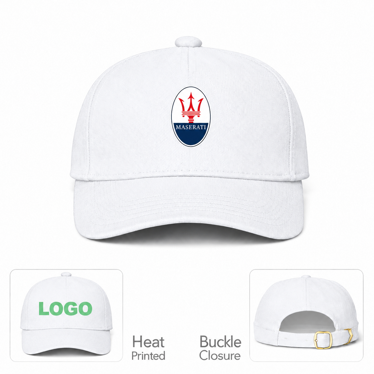 Maserati Car Dad Baseball Cap Hat | Color: White | Original Product Details