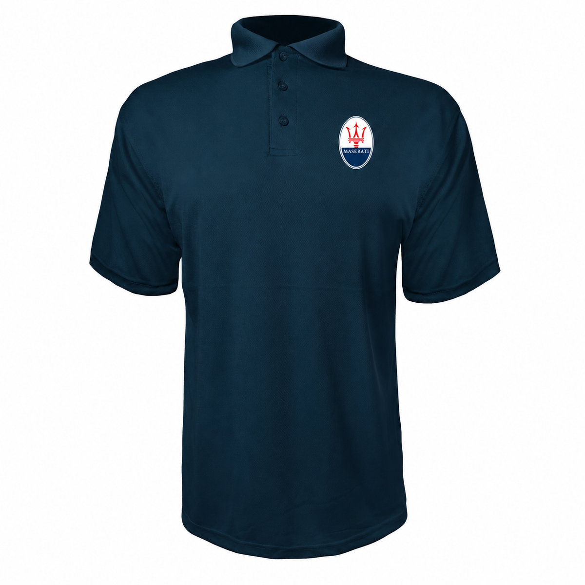 Maserati polyester polo — Navy — original-color logo on left chest